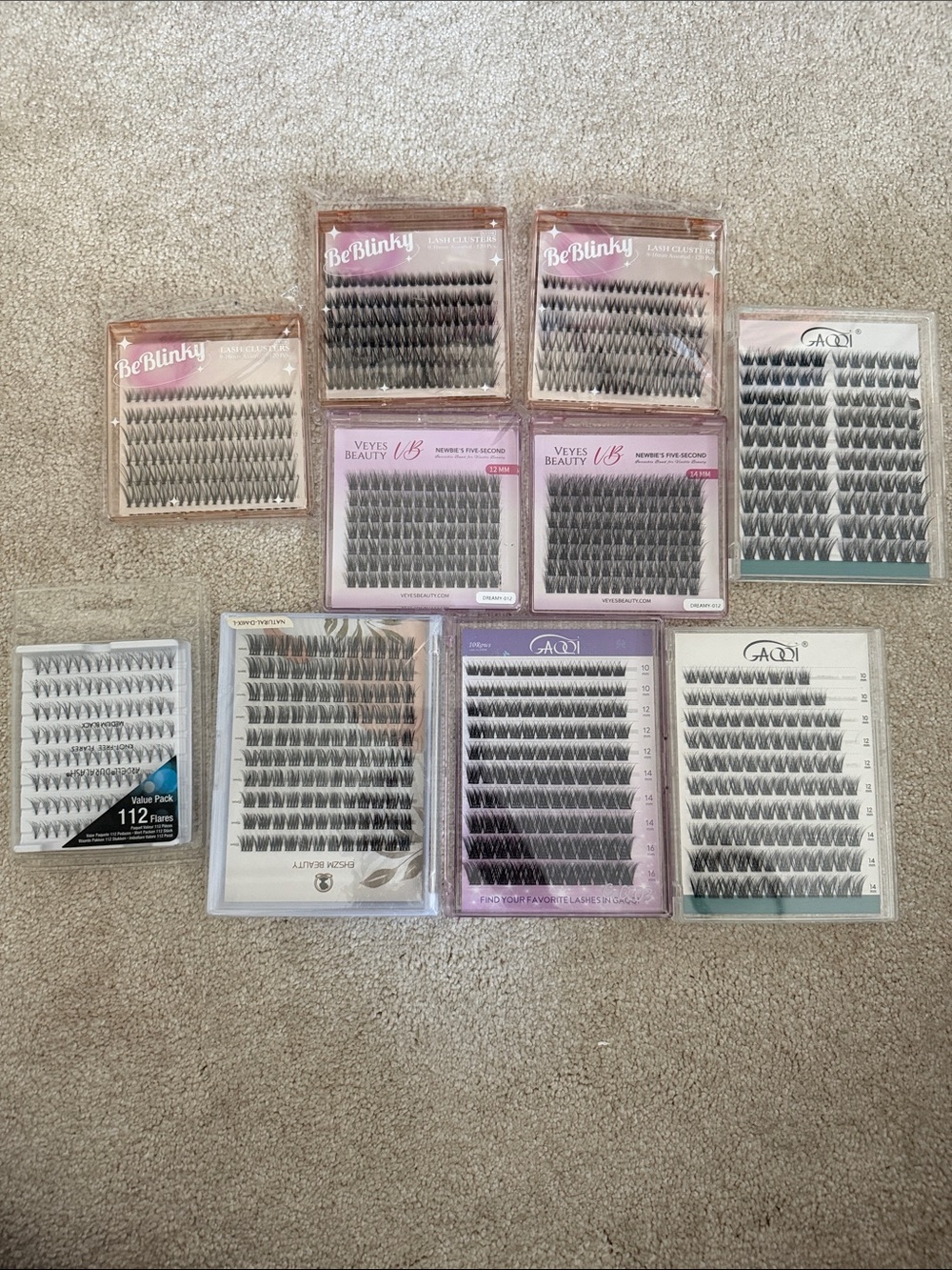 Mixed Cluster Eyelash Extension Trays - Black Lashes Bundle